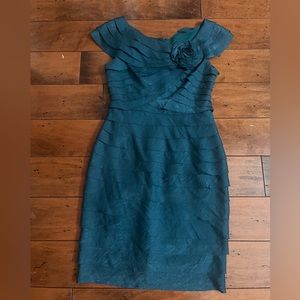 Blue formal dress with rose accent London Times Petites (Never before worn)